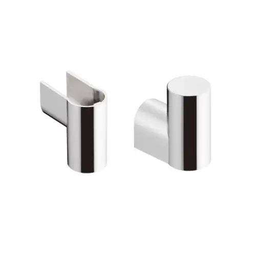 Zwei glänzende Abdeckungen von Hansgrohe, eine mit einem offenen Design und die andere zylindrisch, für spezifische Anwendungen in der Sanitärtechnik.